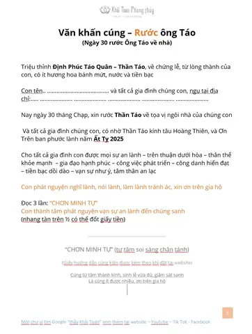 Bài Cúng Rước Ông Táo