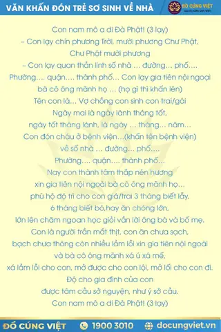 Văn Khấn Khi Đón Trẻ Sơ Sinh Về Nhà